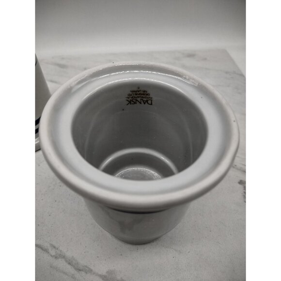 2 Vintage Dansk Blue Hurricane Lamp Votive Candle Holders Stripe No Globes *READ - Picture 9 of 11